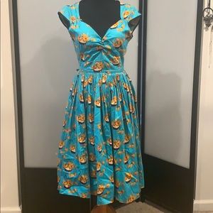 Pinup Girl Clothing Mary Blair Cat Print Dress XS